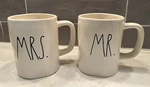 Fun Wedding Or Bridal Shower Gift Rae Dunn "mr And Mrs" Matching Coffee Cup Mugs Used. Price: $28.99.