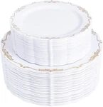 U-qe 100PCS Gold Plastic Disposable Plates Heavy 7.5INCH/10INCH, White New. Price: $57.88.