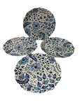Pier 1 Scalloped Edge Set Of 4 White Blue Floral Dinner Used. Price: $34.00.