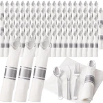 Disposable Silverware Sets 200 Pack Plastic Utensils Napkins Joyido Led New. Price: $154.99.