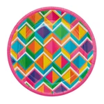 Fun Express Bright Geometric Party Disposable Paper Dessert Plates - 7 1/4", 8 New. Price: $11.40.