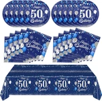 Navy Blue And Silver 50TH Birthday Paper Tableware Happy Party Plates New. Price: $26.99.