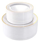 102 Pieces Gold Plastic Plates, Disposable Party White Rim, 51 Di... New. Price: $42.86.
