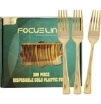Focusline 300 Pack Disposable Gold Plastic Forks Solid & Durable Cutlery New. Price: $13.99.