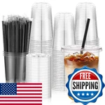 Tchrules 100 Set 16OZ Plastic Cups With Lids And Straws, Disposable Clear Iced New. Price: $52.28.
