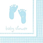 Plaid Baby Boy Blue Gingham Footprints Shower Party Paper Beverage Napkins New. Price: $9.99.