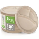 Ecovita 100% Compostable Paper Plates 9 In. Compartments 150 Disposabl New. Price: $57.86.