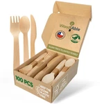 Disposable Wooden Cutlery Set - 100% Home Compostable Mix 100, New. Price: $30.30.