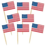 Pkgd Flag Picks (50/PKG) 2.5", Red/white/blue New. Price: $9.00.