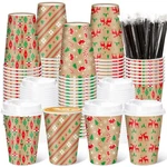100 Pcs 12 Oz Coffee Cups With Lids And Straws Disposable Christmas... New. Price: $41.20.