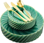 Youbet 125PCS Clear Green Plastic Plates With Gold Rim And Plasti... New. Price: $54.94.