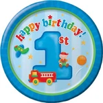 Fun One Boy Blue Cute Kids First 1ST Birthday Party 7" Paper Dessert Plates New. Price: $9.99.