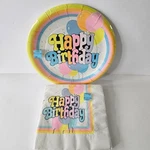 Vtg C Reed Happy Birthday Plates And Napkins - New Sealed 9IN. Price: $27.95.