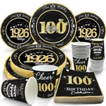 Algpty 100TH Birthday Decorations Black And Gold Service For 30 Vintage New. Price: $35.73.