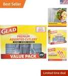 Clear Disposable Cutlery Set With Heavy Duty Plastic Forks, Knives, And Spoon... New. Price: $32.33.
