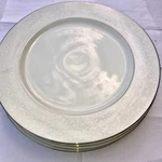 Crown Victoria "empress" Dinner Plates 10.5" Set Of 6 Fine China Platinum Trim Used. Price: $34.00.