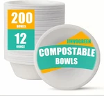 200 Count 12 Oz Paper Bowls, Disposable Compostable Bulk, Heavy Duty Biode New. Price: $33.78.
