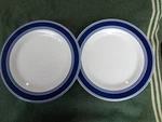 Mainstays 10 1/2 Inch Dinner Plates Blue Rim Set Of Used. Price: $14.99.