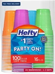 Hefty Party On Disposable Plastic Cups, Assorted, 16 Ounce, 100 Count New. Price: $12.91.