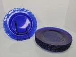 Vintage Cobalt Blue 9" Salad, Dessert Plates Set Of 8 Round With Swirled Edge Used. Price: $29.99.