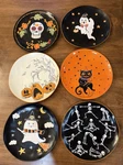 New Set Of 6 Round Halloween Dinner Plates By Blue Sky (each One Is Unique). Price: $80.00.