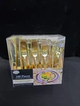 160 Pack Gold Plastic Cutlery Disposable Silverware 80 Forks 40 Knives Spoons New. Price: $28.99.