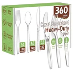 Clear Plastic Disposable Cutlery Set, 360-PIECES (120 Forks, Spoons, Kni New. Price: $85.55.