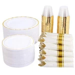 Wellife 350 Pieces Gold Plastic Plates - Disposable Silverware And Cups Inclu... New. Price: $72.15.