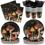 175 Pcs Mushroom Party Supplies Plates And Napkins Tableware Set Disposable D... New. Price: $39.70.