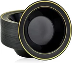 Jolly Party 50PCS Black Plastic Bowls With Gold RIM-12OZ, Christmas New. Price: $29.41.
