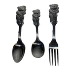 Vintage Oneida Community Koala Bear Bamboo Fork Spoons Flatware Toddler/child Used. Price: $18.00.