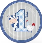 1ST Birthday Farmhouse Boy Small Paper Plates (8) Party Supplies Dessert One New. Price: $8.99.