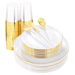 Liyh 180PCS White And Gold Plastic Plates Disposable Dinnerware Set New. Price: $55.57.