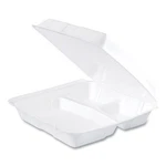Dart Foam Hinged Lid Containers, 3-COMPARTMENT, 9.25 X 9.5 3, White New. Price: $48.49.