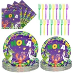 96 Pcs Mardi Gras Plates And Napkins Disposable Tableware Set Purple Nola Pap... New. Price: $24.29.