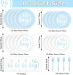 96PCS Oh Boy Baby Shower Decorations Blue Foil Scalloped Plates Napkins Bo... New. Price: $36.99.