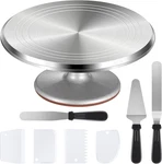 Cake Turntable, 12'' Aluminium Alloy Stand, Decorating Kit With 3 Icin New. Price: $54.99.