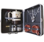 Vintage Poly Perk Coffee Travel Set Electric Percolator Cups Jars Spoons Case Used. Price: $21.24.