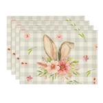 Artoid Mode Buffalo Plaid Bunny Rabbit 12" X 18", Rectangular 4 Pcs, Beige New. Price: $16.99.
