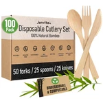 100% Bamboo Utensils Set - 100X Compostable Cutlery (50 Forks... New. Price: $25.85.