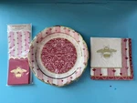 Bridgerton Party Bundle-set 3-BEE Pattern: Plates Napkins Silverware Holder New. Price: $11.00.