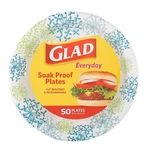 Glad Tabletop 10.25" Round Paper Plates In Blue Hydrangea; 50 Count (BB0100) New. Price: $15.66.