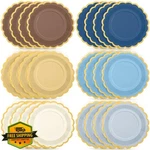 Tiangrid Blue Brown Paper Plates 48PK 9", Gradient Scalloped Dinner Dessert New. Price: $27.99.