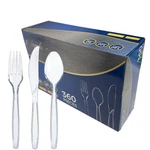 Disposable Cutlery 360 Pcs Spoons Forks Knives Plastic Party - Clear New. Price: $23.08.