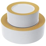 Gold Plastic Plates Set Of 102 Disposable With Grid Rim 51 Dinner New. Price: $42.83.