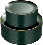 100PCS Green Plastic Plates - Disposable With Gold Rim Include 50 New. Price: $53.99.