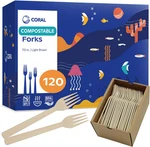 Coral Light Brown 100% Compostable Forks - 120 Heavy Duty (7.0 Inch) Bre New. Price: $42.79.