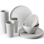 Youngever 18-PIECE Plastic Kitchen Dinnerware Set, Plates, Dishes, Gray New. Price: $44.99.