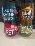 Celebrate Summer Together Stemless Wine Glasses Acrylic Cups- Kohls Set Of 4 Used. Price: $8.12.