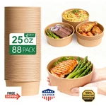 Ganfaner 88 Pack 25OZ Disposable Kraft Paper Round Bowls No Lid Microwave Leakpr New. Price: $53.43.